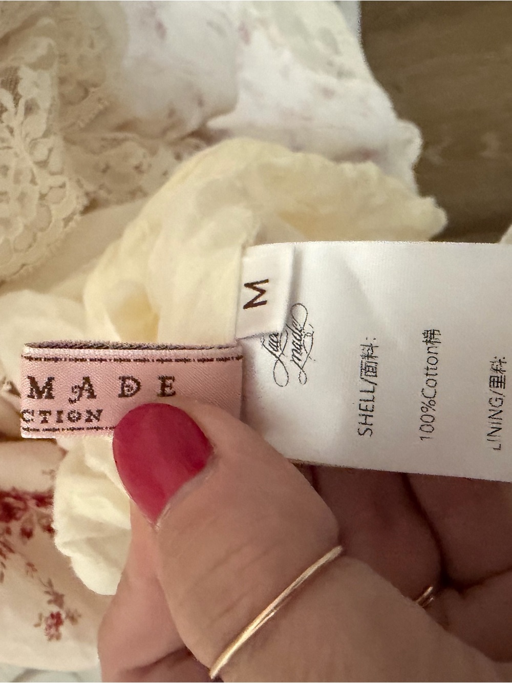 Romantic Cream Maxi Dress with Red Floral Print - Picture 4 of 5